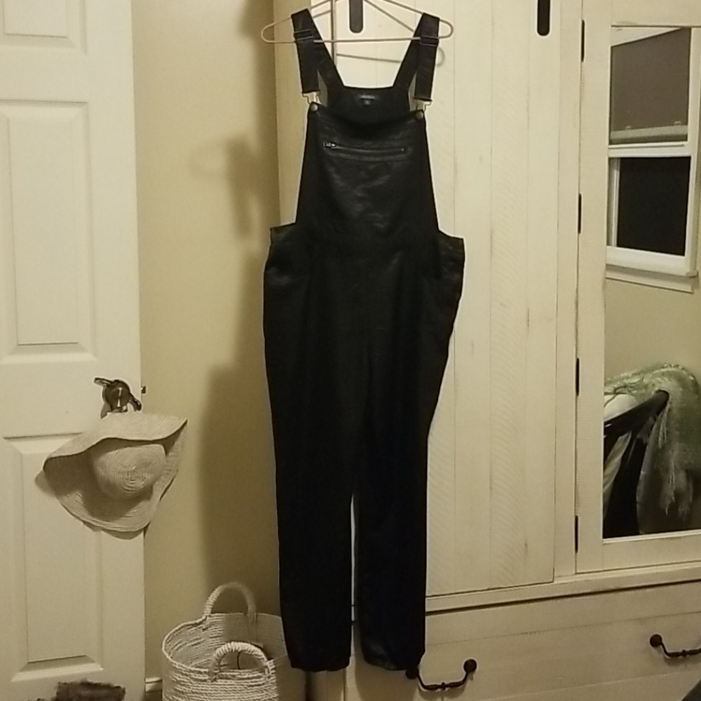 Wild Fable Satin Overalls black sz M